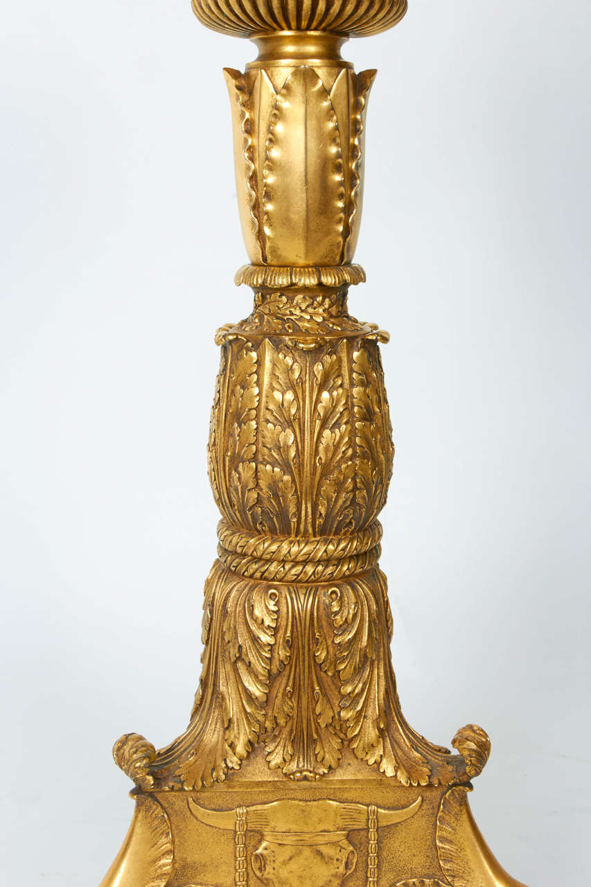 American Large Neoclassical Gilt Bronze Lamp by E. F. Caldwell For Sale