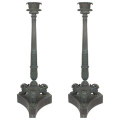 Pair of Regency Bronze Tripod Torcheres.