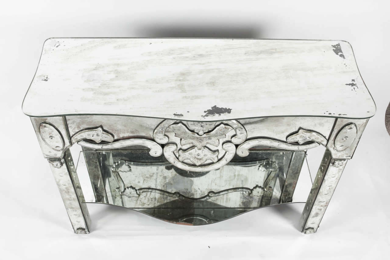 venetian mirrored console table