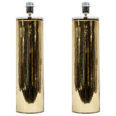 Pair of Table Lamps in Mirror and Murano Glass