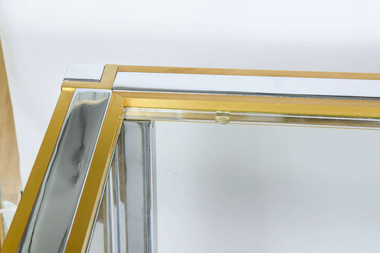 Late 20th Century Console Table with Glass, Brass and Chrome-Plated Metal