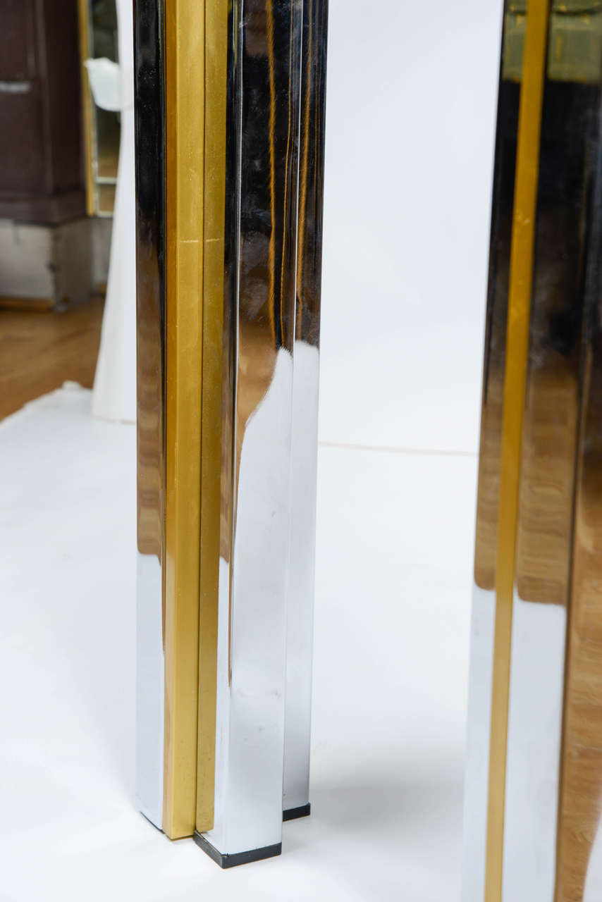 Console Table with Glass, Brass and Chrome-Plated Metal 3