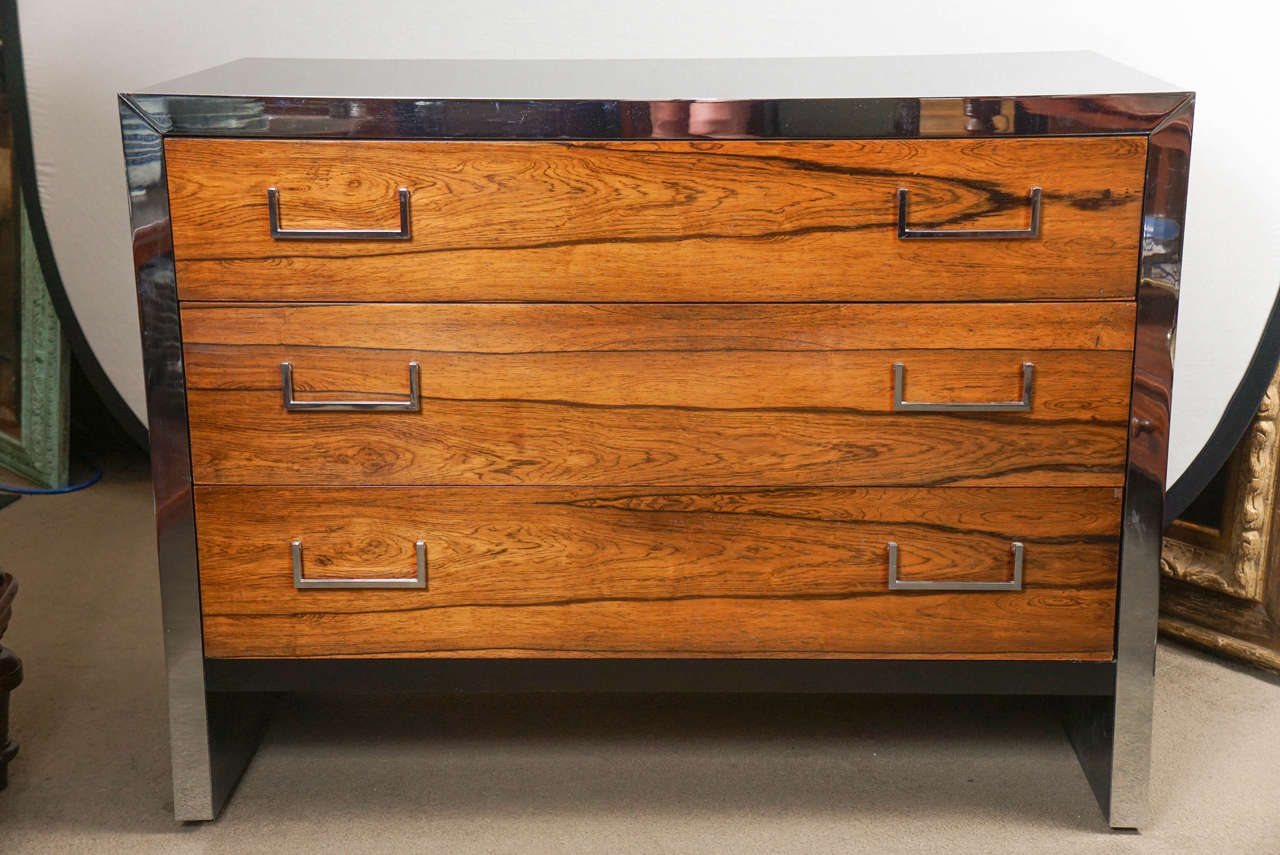 American Rosewood and black lacquer chest