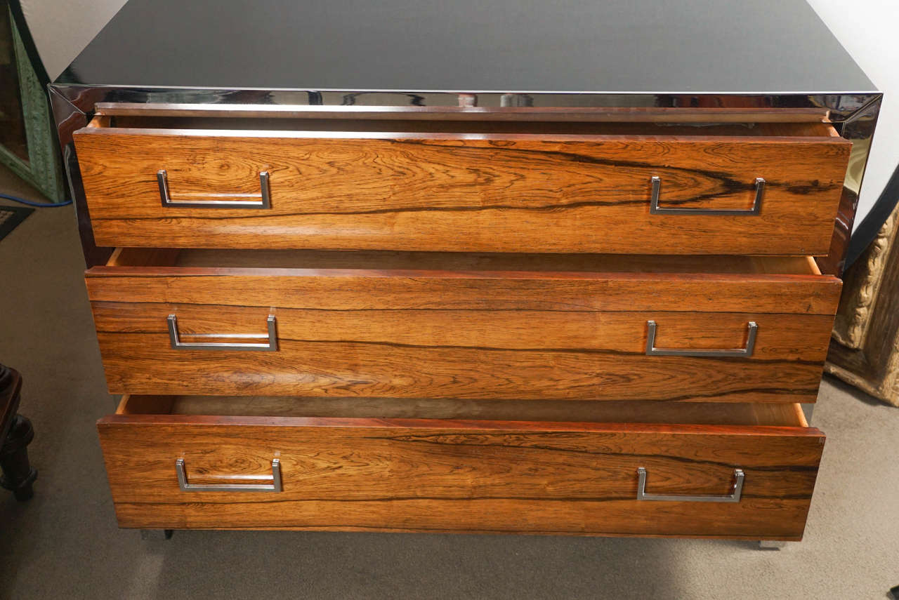Rosewood and black lacquer chest In Good Condition In Hudson, NY