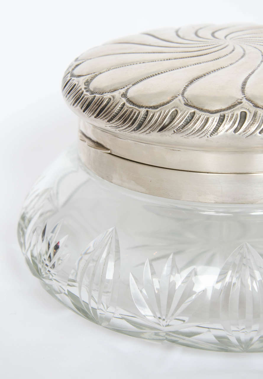 Mid-20th Century German Cut Glass and Silver Top Bowl