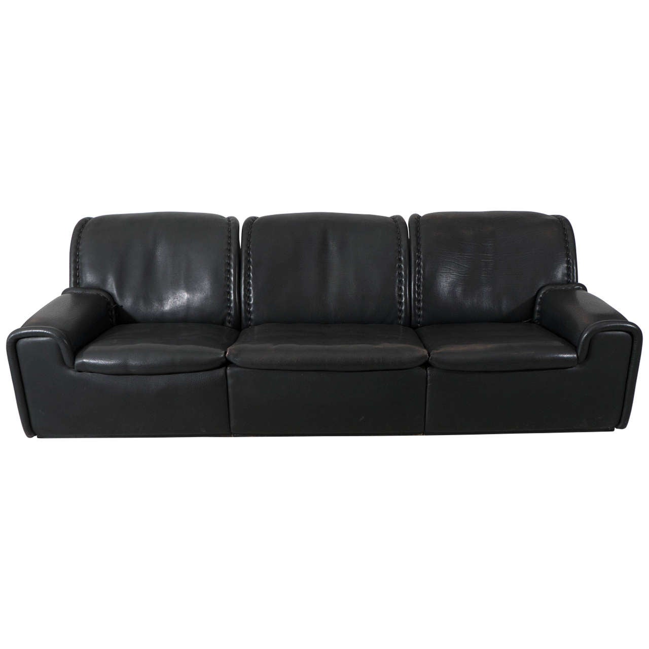 De Sede for Pace Collection Reclining Bull Leather Sofa  For Sale