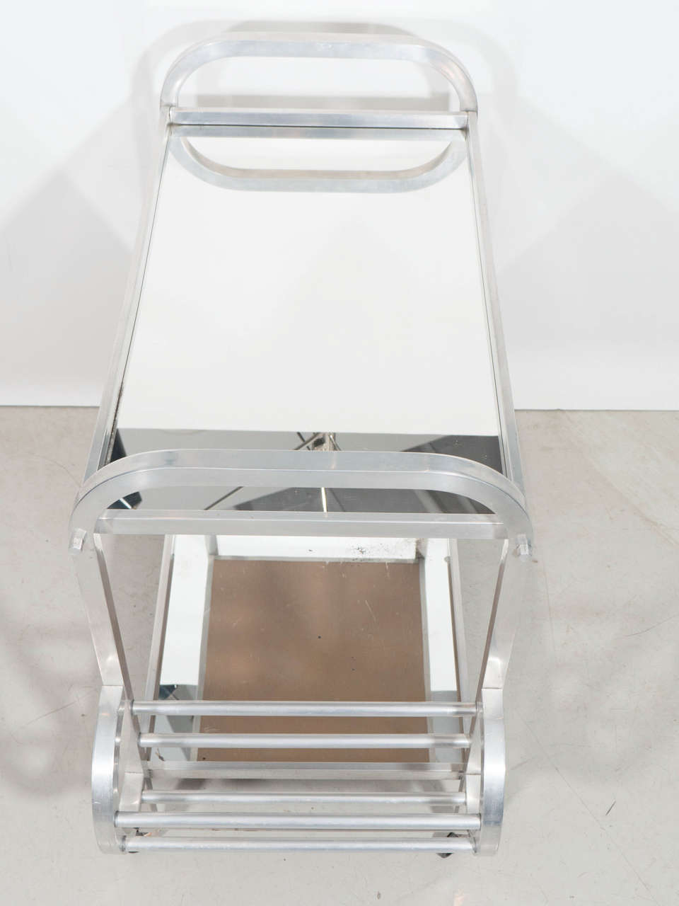 Aluminum and Mirror Bar Cart For Sale 1