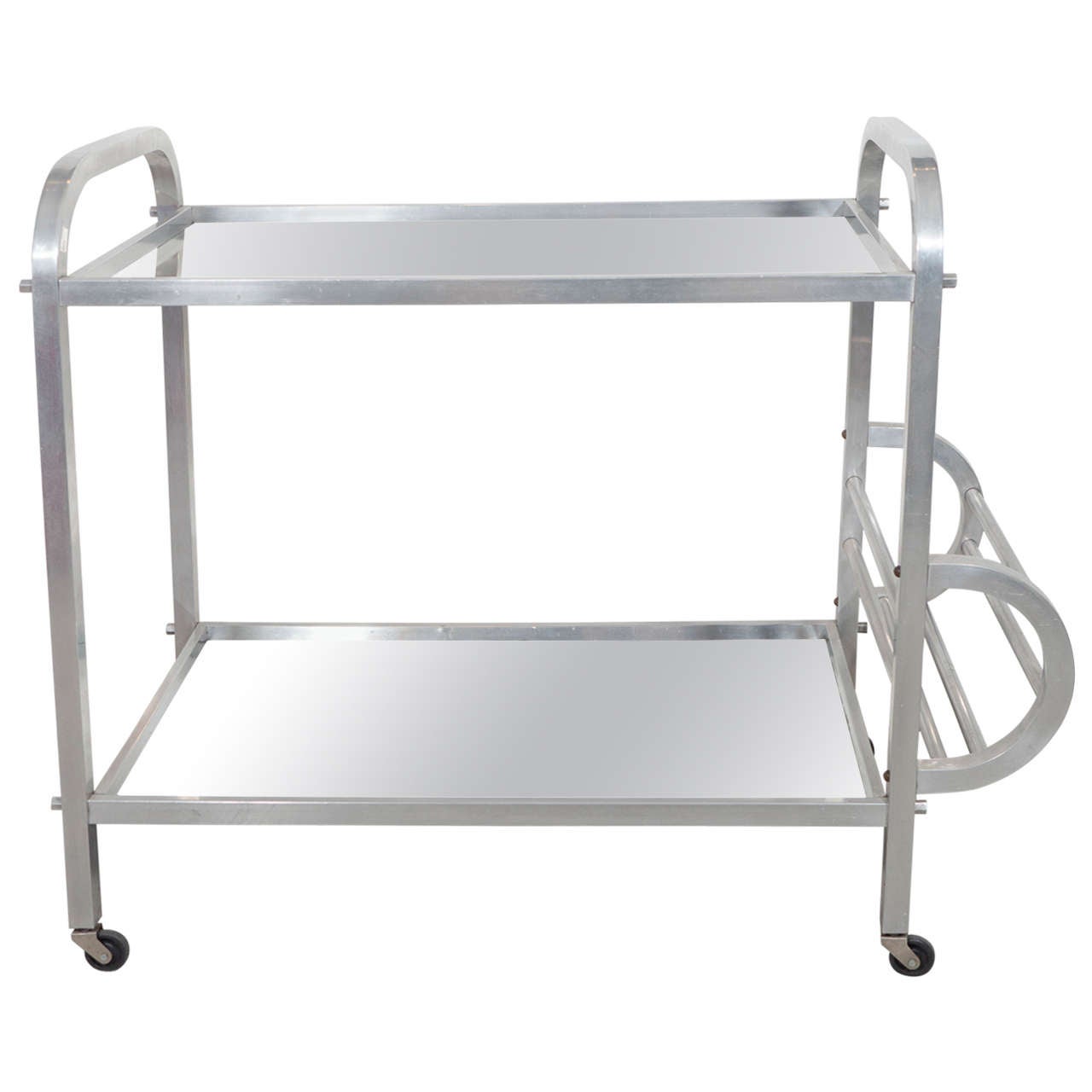 Aluminum and Mirror Bar Cart For Sale at 1stDibs