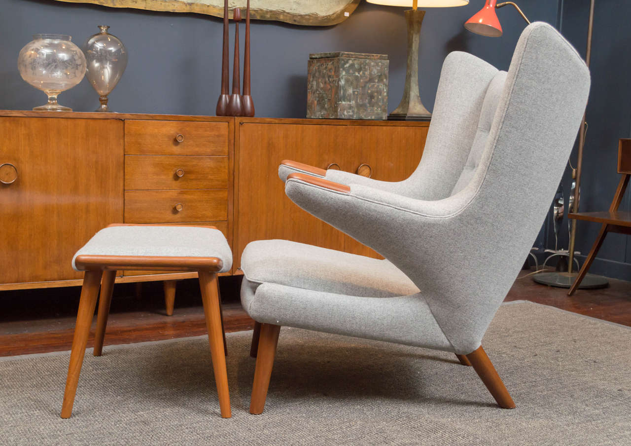 Danish Hans Wegner Papa Bear Chair and Ottoman