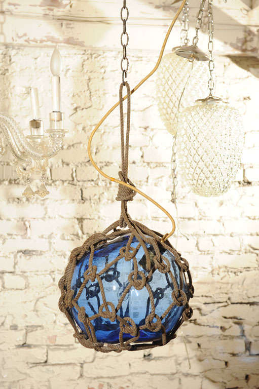 Antique Japanese Fishing Float Pendant Light