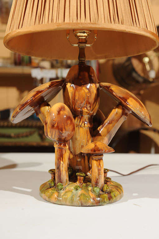 Mid-20th Century Ceramic Mushroom Lamp with Finial