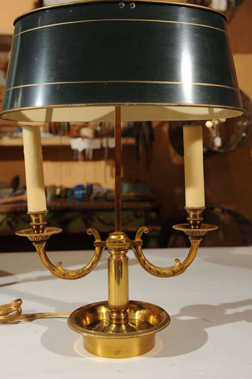 French Two Arm Gilt Bronze Bouillotte Lamp 3