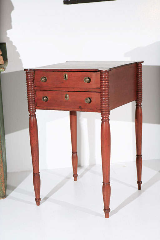 19th C. CherryTwo Drawer Side Table