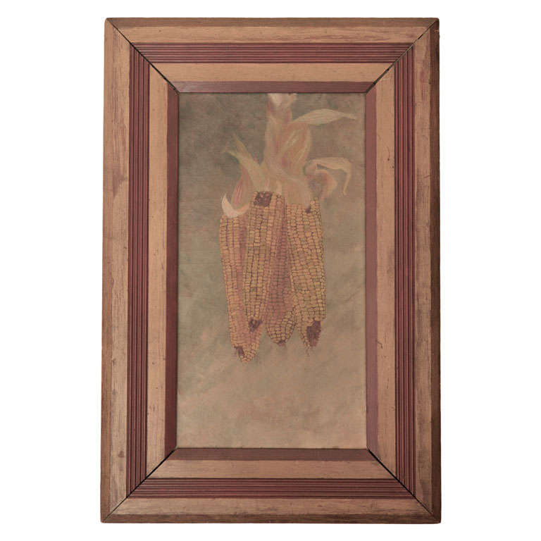 Rare 19thc. Alfred Montgomery Oil Painting Of Corn In Frame