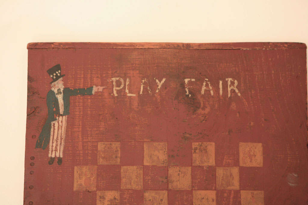19thc Original Painted Uncle Sam Game Board