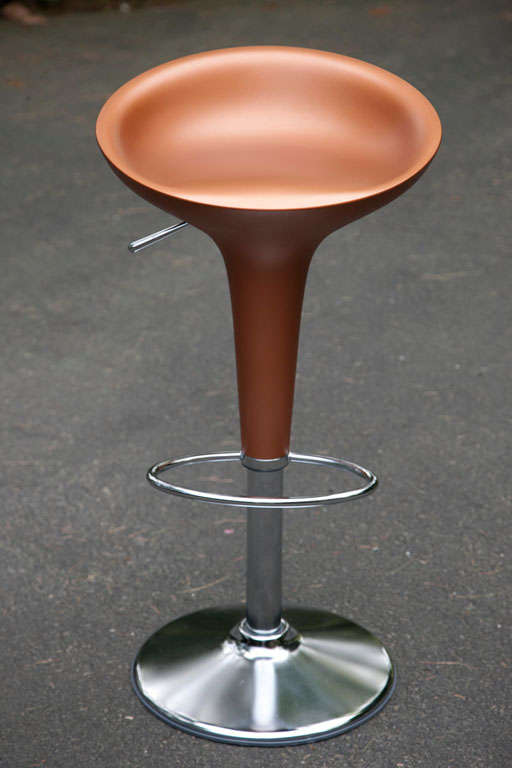 Contemporary Three  Bombo  Bar  Stools  In  Metallic  Colors by  Magis