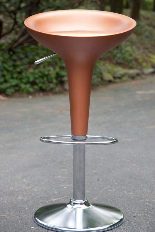 Steel Three  Bombo  Bar  Stools  In  Metallic  Colors by  Magis