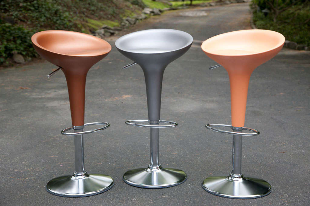 Three  Bombo  Bar  Stools  In  Metallic  Colors by  Magis 3