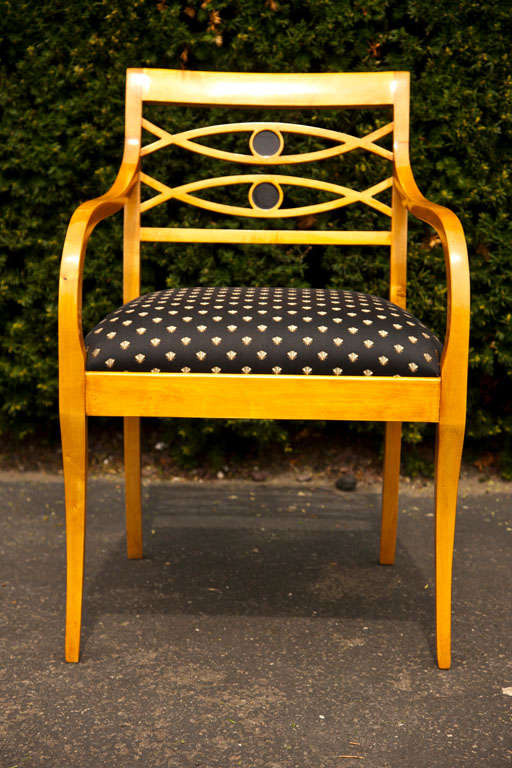 Pair of Swedish Birch  Empire  Arm  Chairs