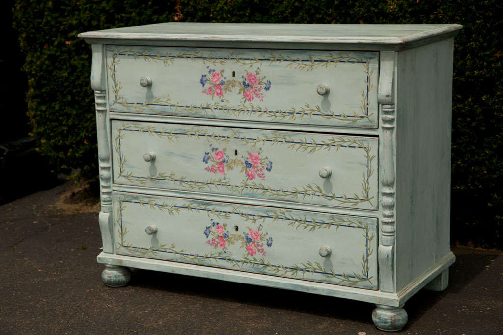 OLD EASTERN EUROPEAN PINE  DRESSER WHICH HAS BEEN HAND PAINTED IN ROMANIAN COUNTRY STYLE