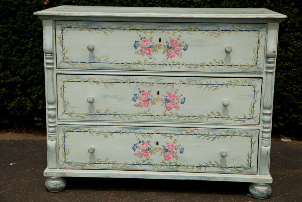 Antique  Romanian  Painted Chest of Drawers For Sale 3
