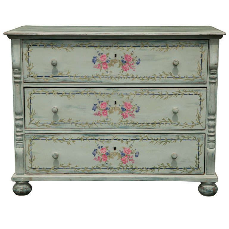 Antique  Romanian  Painted Chest of Drawers For Sale