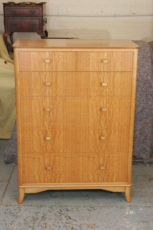 Heals of London peroba wood tallboy, England circa 1950 For Sale 2