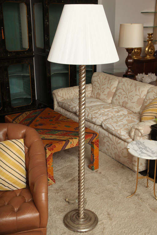 Frances Elkins Silvered Wood Floor Lamp