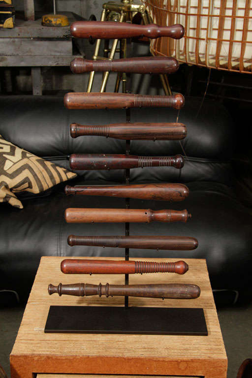 Custom mounted, these billy clubs make a beautiful piece of sculpture.