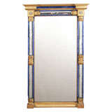Classical style gilwood and gesso mirror with cobalt mirror Classical style gilwood and gesso mirror with cobalt mirror