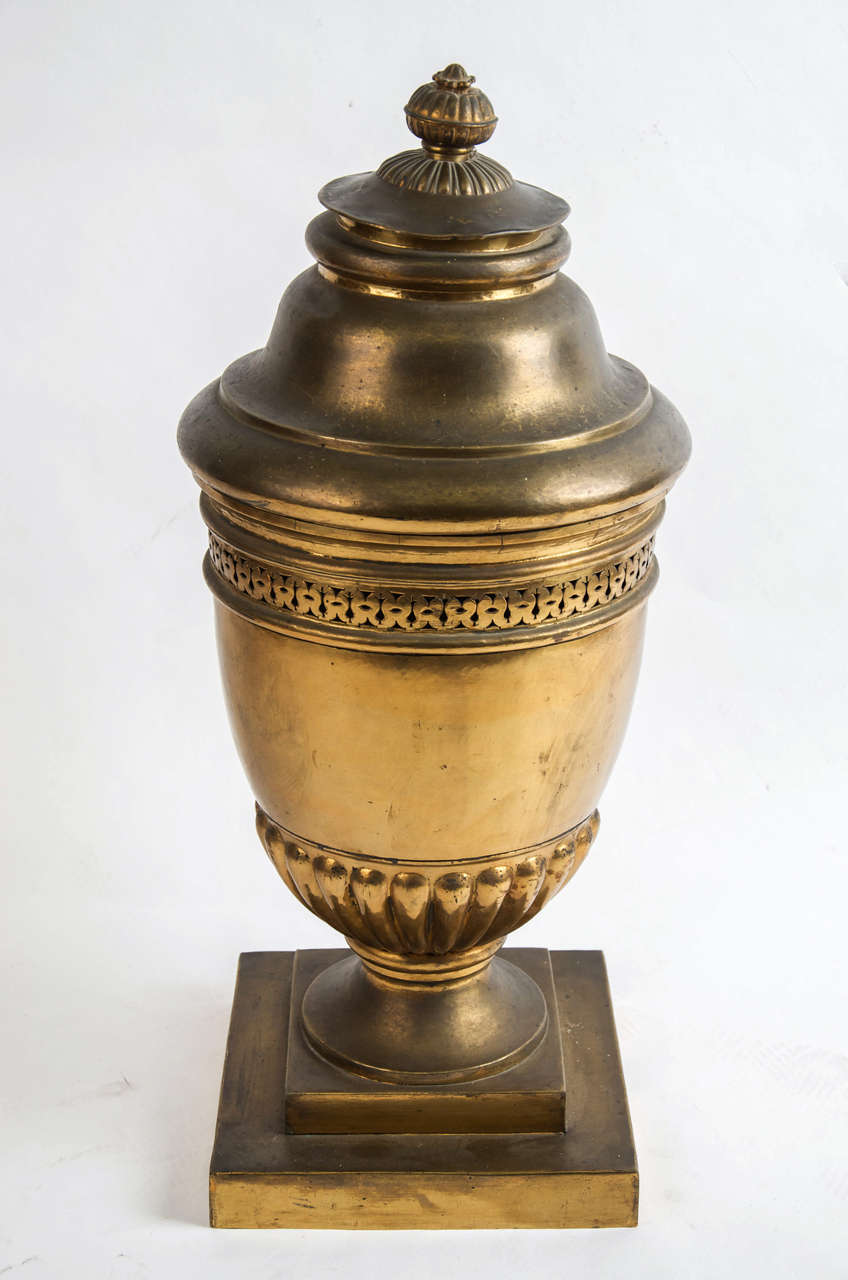 Large 19th century French gilt-brass lidded Potpourri urn