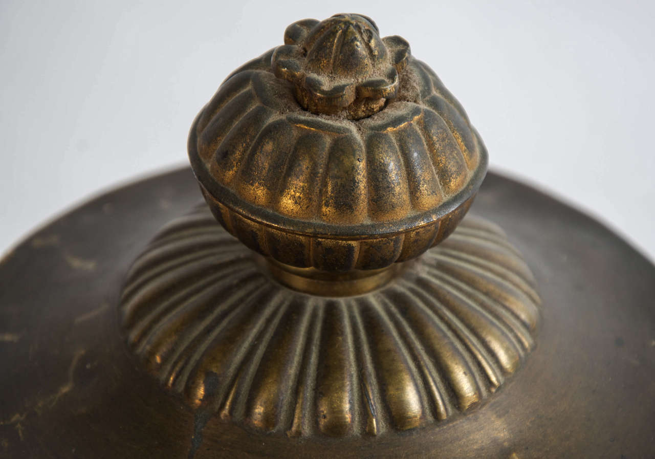 French Large brass lidded urn