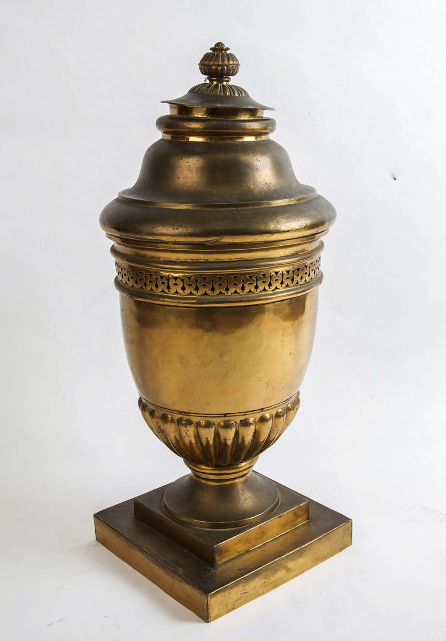 Large brass lidded urn 2