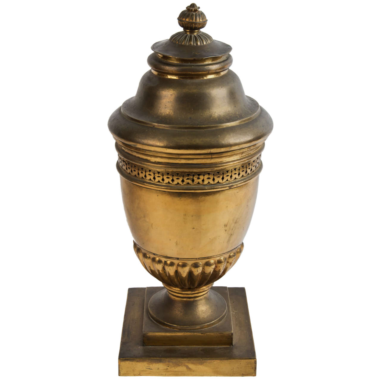 Large brass lidded urn