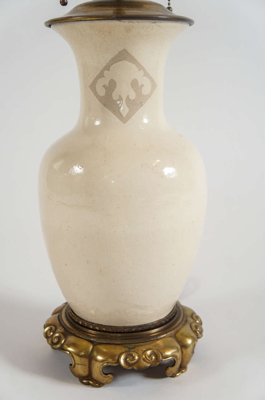 Bronze Mounted Ming Dynasty Cizhou Ware Vase Table Lamp In Excellent Condition In Kinderhook, NY