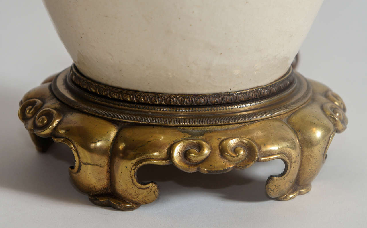 Ceramic Bronze Mounted Ming Dynasty Cizhou Ware Vase Table Lamp