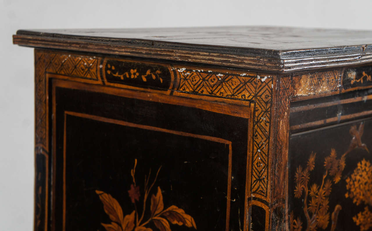 Wood Chinoiserie Lacquer Pedestal Cabinet - England, circa 1830