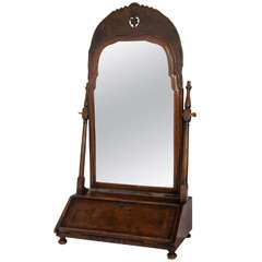 William & Mary Style Burled Walnut Dressing Table Mirror, England, circa 1910