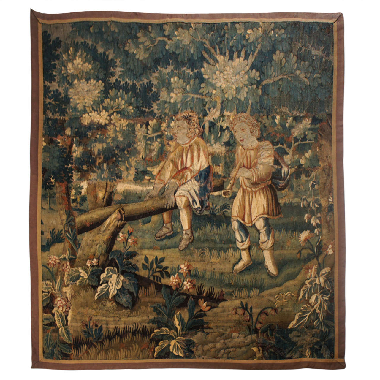 Rare Subject Flemish Verdure Wall Tapestry, circa 1640
