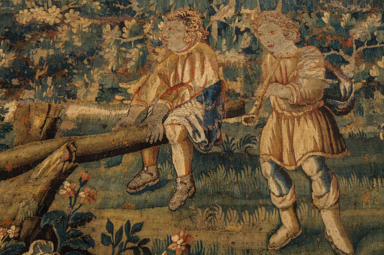 Belgian Rare Subject Flemish Verdure Wall Tapestry, circa 1640
