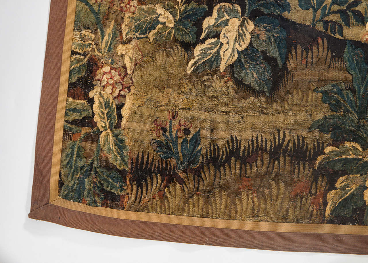 Rare Subject Flemish Verdure Wall Tapestry, circa 1640 In Good Condition In Kinderhook, NY