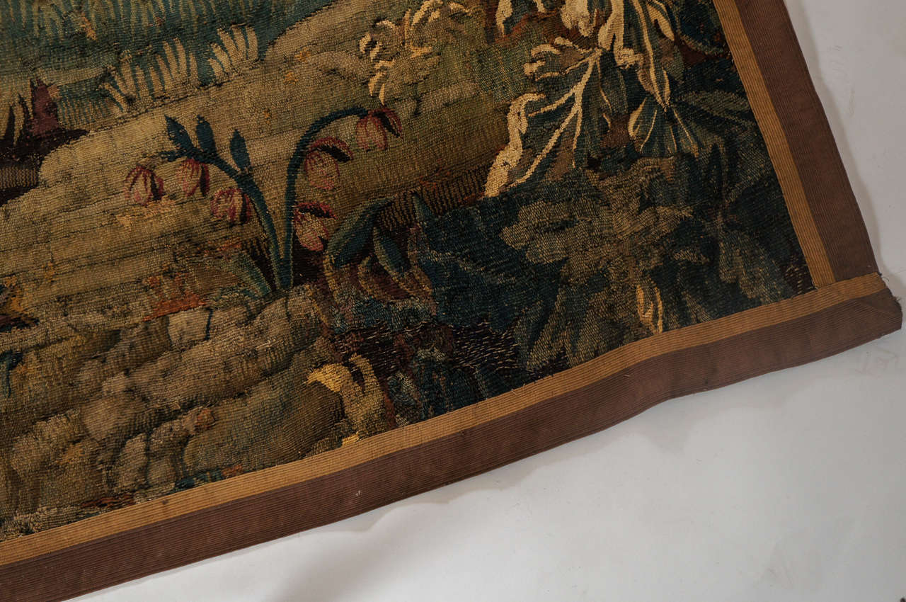18th Century and Earlier Rare Subject Flemish Verdure Wall Tapestry, circa 1640