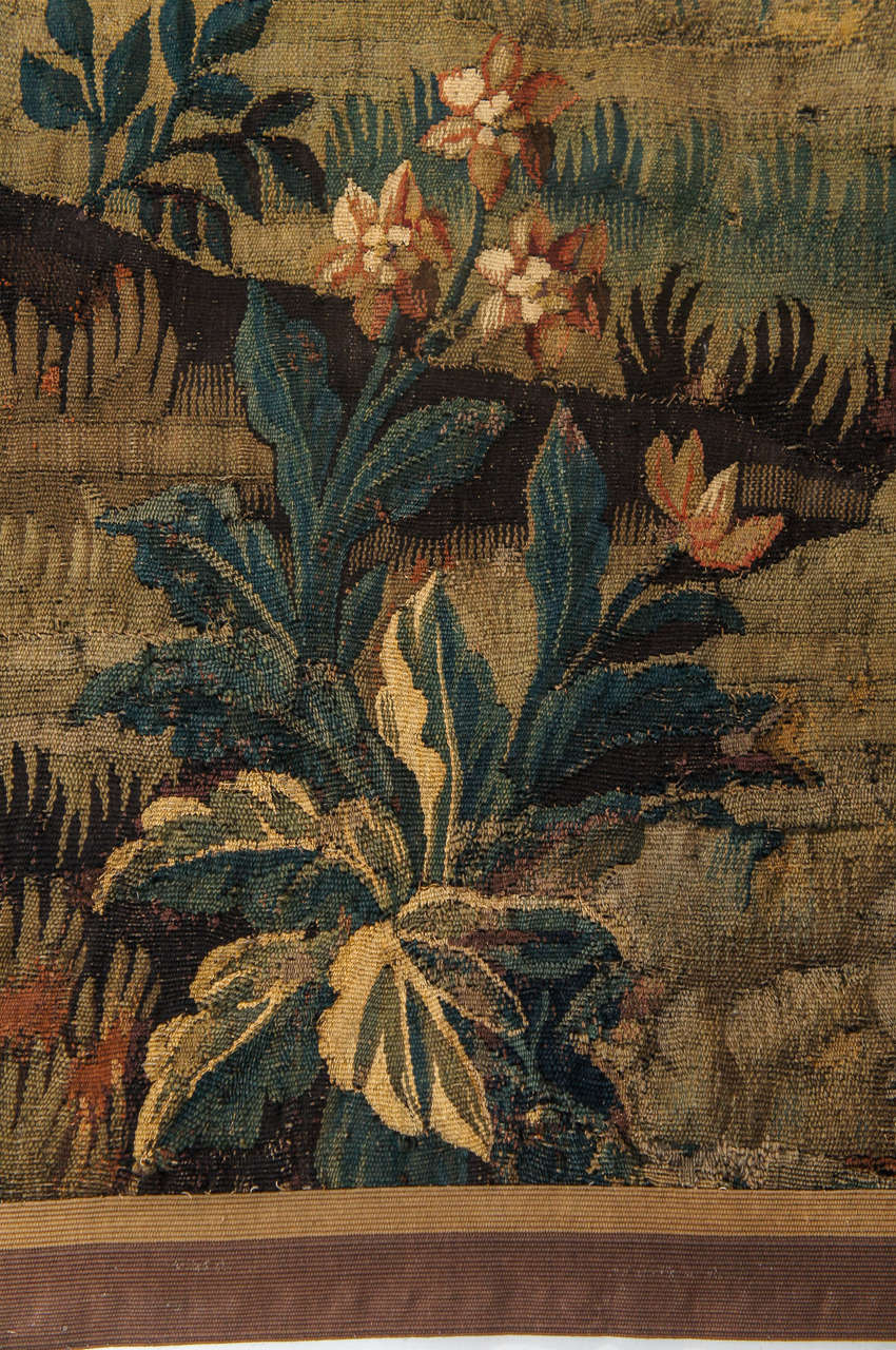 Silk Rare Subject Flemish Verdure Wall Tapestry, circa 1640