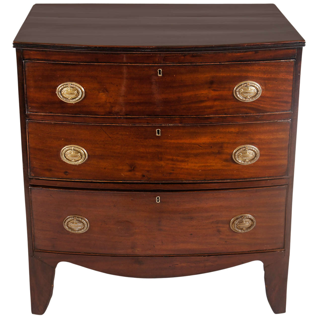 Mahogany Bowfront Bachelor's Chest, England, Circa 1790 at 1stDibs