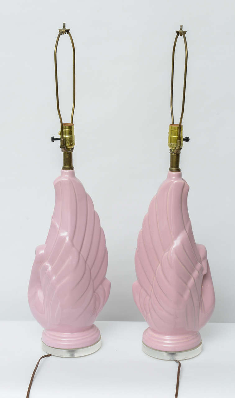 Beautiful Ceramic and Lucite Swan Lamps, USA, 1960s 1