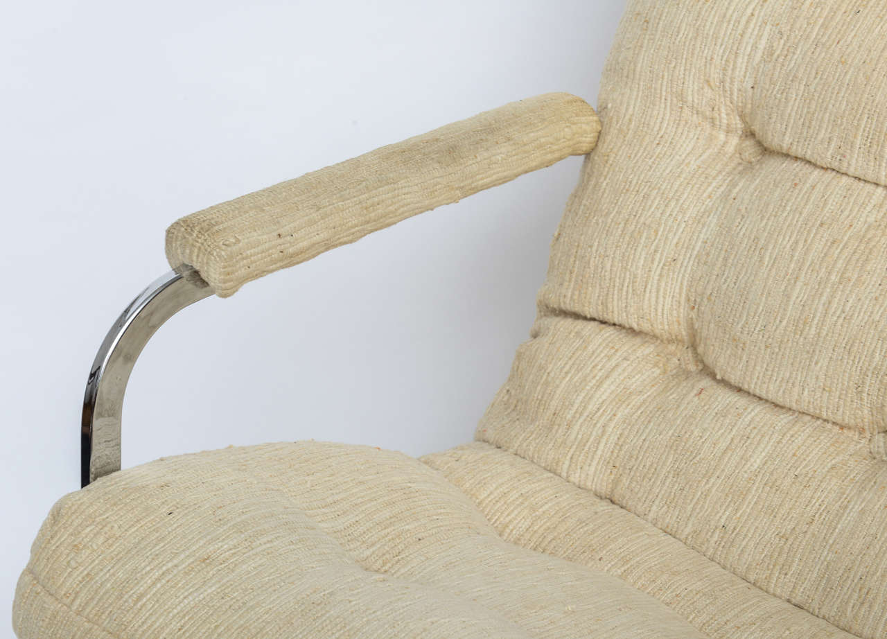 Chrome Milo Baughman Style Cantilever Lounge Chair 1960s