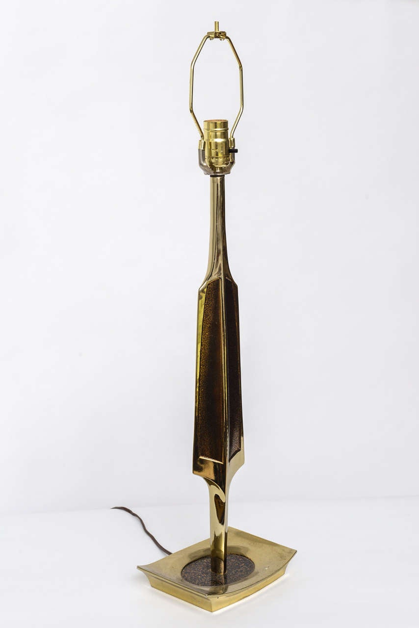 Beautiful brass Brutalist lamp by Laurel from mid 60's