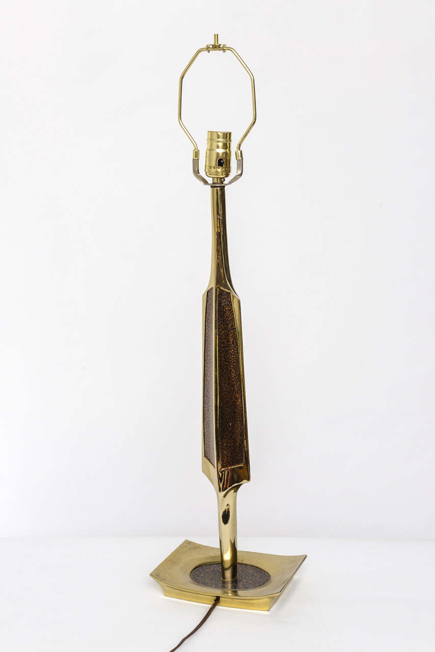 Mid-20th Century Brutalist Brass Lamp by Laurel, 1960s For Sale