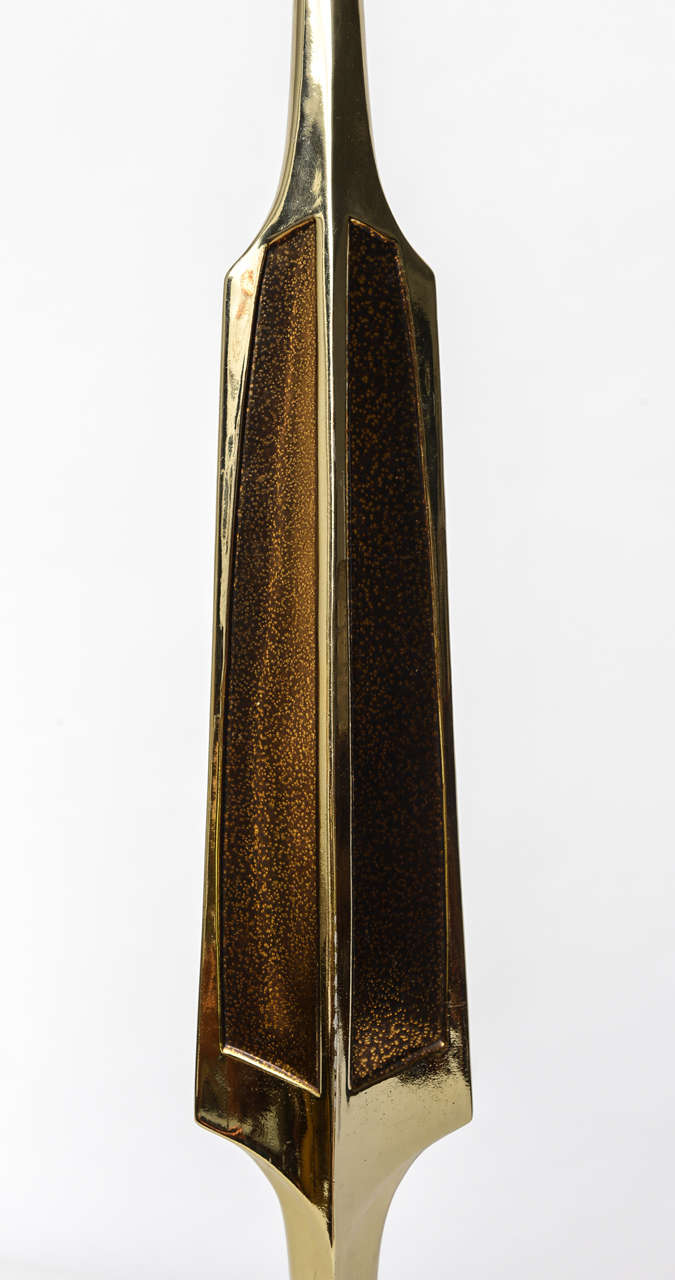 Brutalist Brass Lamp by Laurel, 1960s For Sale 2