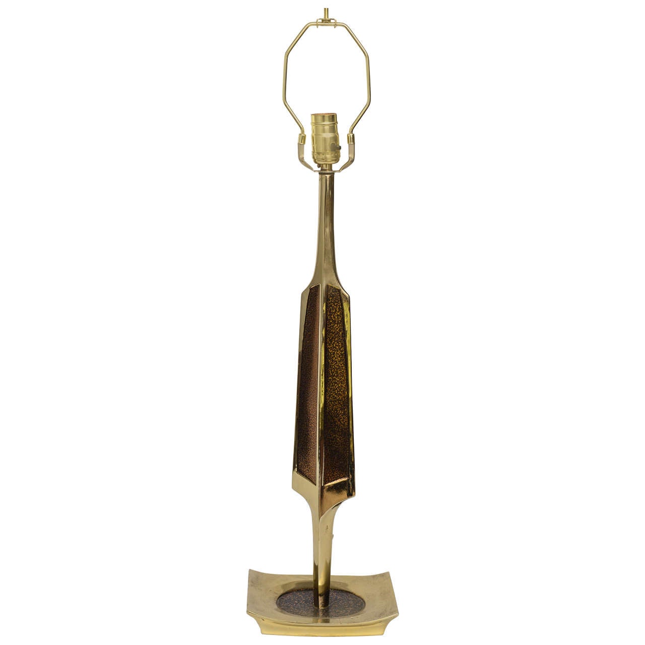 Brutalist Brass Lamp by Laurel, 1960s